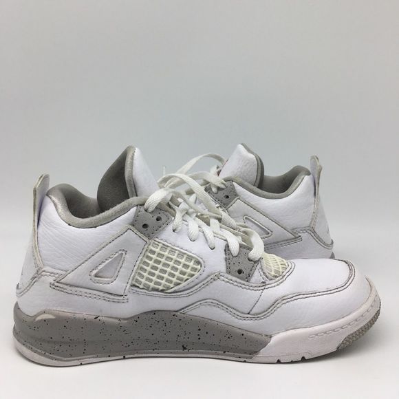 Nike Air Jordan 4 Retro White Oreo PS Pre School Size 2 Youth Used BQ7669 100 - Picture 7 of 10